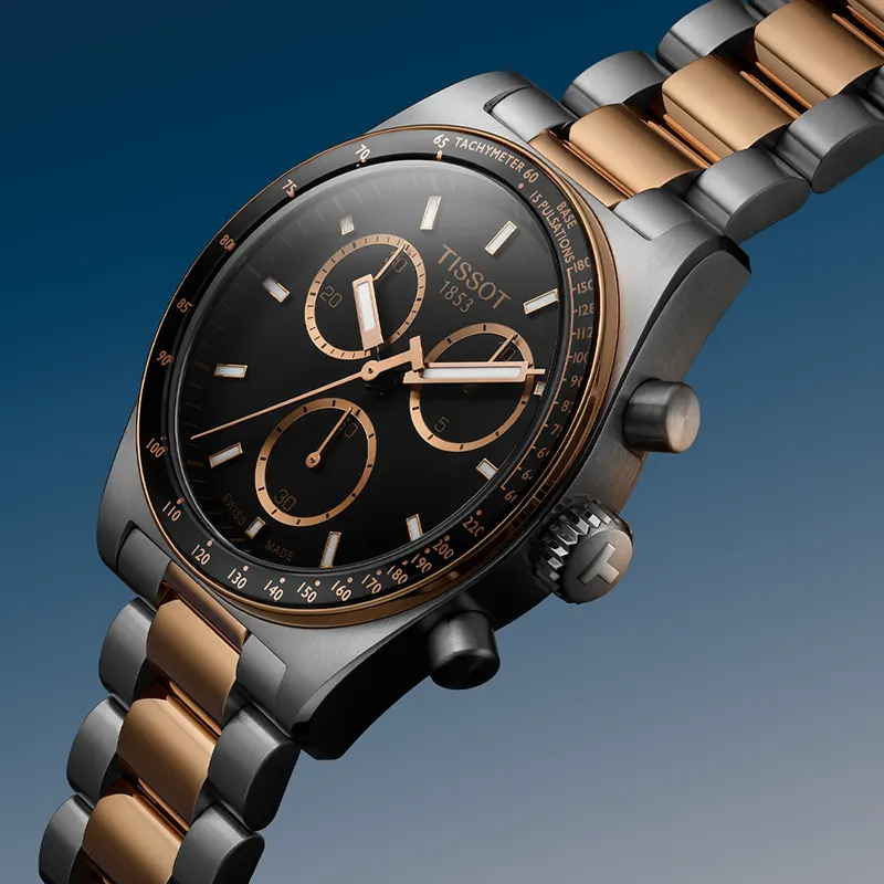 Tissot PR516 Chronograph Quartz T149.417.22.051.01 Men's Two-Tone Black Dial Watch